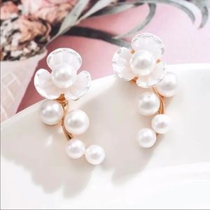 Pearlized Elegant Unique Floral Earrings
